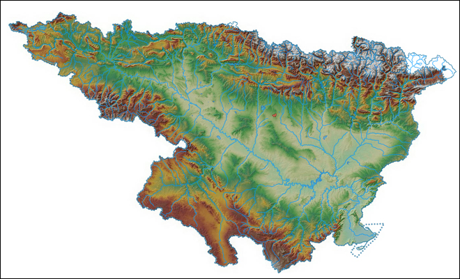 Mapa con el recorrido del río Ebro