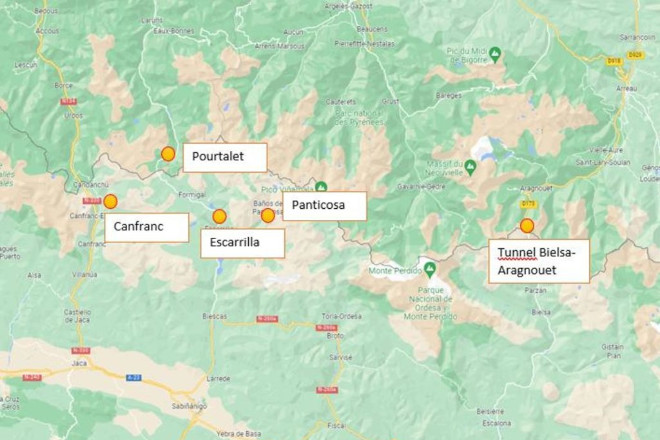 Mapa parcial de los pirineos