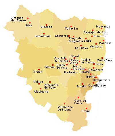 mapa huesca provincia pueblos Restauraciones del patrimonio arquitectónico en provincia de 