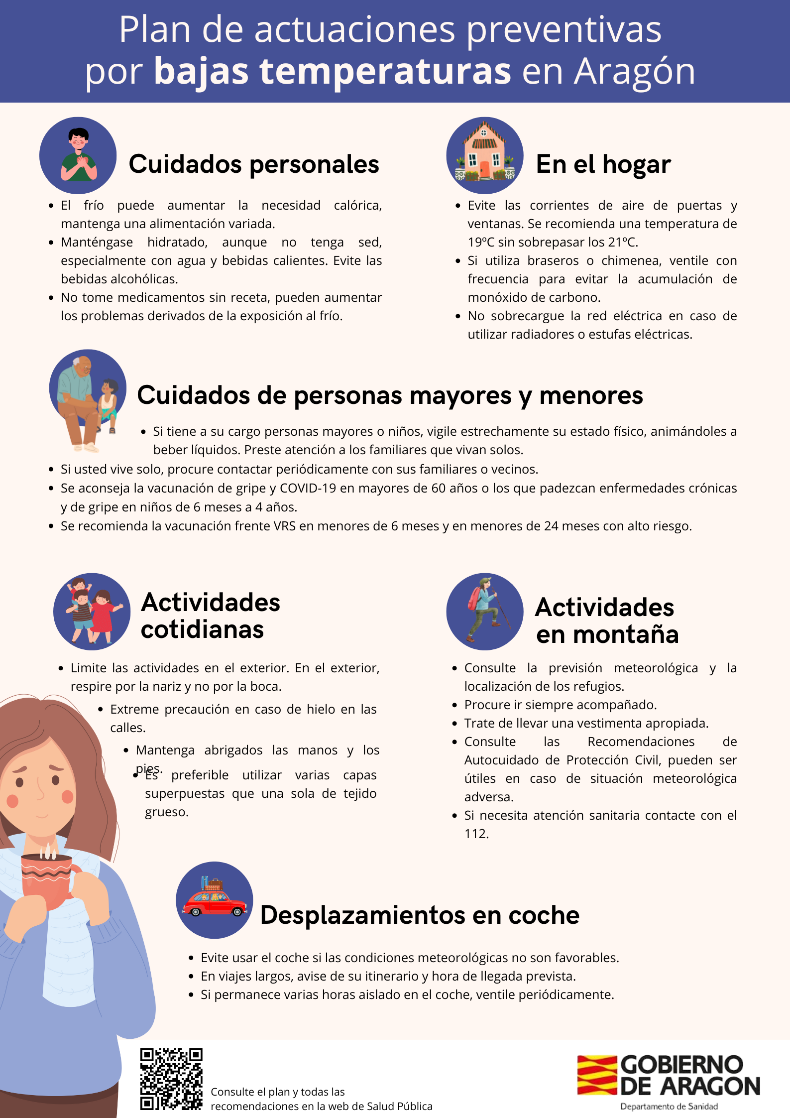 Infografía del Plan de actuaciones preventivas por bajas temperaturas en Aragón. 